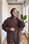 Women's Stand Collar Balloon Sleeve Buttoned Lightweight Shiny Fabric Women's Jacket - 3
