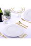 Plastic Dinnerware Set for 25 Guests,100 Pack White Reusable Dessert Plates and Silverware for Birth - 5