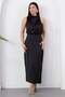 Crew Neck Slit Front Flowy Dress Grs4126 - 5