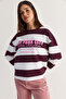Women's Oversize Striped New York Printed Sweatshirt Mb9575 60286590 - 5