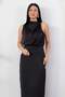 Crew Neck Slit Front Flowy Dress Grs4126 - 2