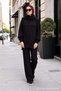 Knitted Sweater Set with Scarf Black Hm2960