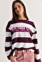 Women's Oversize Striped New York Printed Sweatshirt Mb9575 60286590