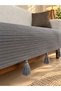 100% Cotton Knitted Tassel Sofa Cover 100X230 cm Shawl Model Sofa Shawl Smoked - 3