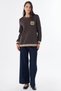 Motif Detailed Sweatshirt Brown - 3