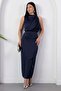 Crew Neck Slit Front Flowy Dress Grs4126 - 6