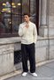 Sirte Checkered Patterned Stand Collar Zippered Regular Fit Men's Knitwear Cardigan - 2