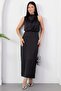 Crew Neck Slit Front Flowy Dress Grs4126 - 3