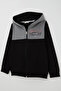 Boy's Tracksuit Set Color Blocked Hooded Zipper Jacket 5-9 Years Old, Black - 6