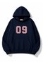9 Text Printed Oversize Sweatshirt with Kangaroo Pocket