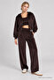 3-Piece Velvet Textured Knitted Top and Bottom Set Lby0106 Brown - 3