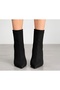 Shoes Black Suede Pointed Toe Thin Heeled Stretch Boots - 5