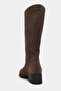 Tiny Dark Desert Suede Leather Pointed Toe Block Heel Women's Riding Boots - 6