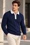 New Season Polo Collar Zippered Knitted Sweater - 3