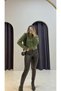 Brown Green Gold Button Detailed Cardigan