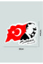Ataturk Silhouette and Turkish Flag Sticker (26X18.5Cm) Shiny White Sticker - 2