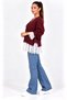 Plus Size Tulle Detailed Knitwear Cardigan Burgundy - 4