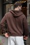 Brown Hooded Zippered Men's Knitwear Cardigan E7208 - 4