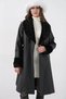 Furry Faux Leather Black Women's Coat 1045 - 3
