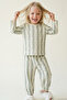 Baby Girl Pajama Set Blue Floral Flower Patterned Striped 9 Months - 3 Years, Ecru
