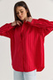 Women's Red Striped Flowy Relaxed Fit Long Sleeve Shirt 2165 60286582 - 3