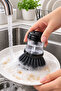 Practical Dish Brush with Liquid Detergent Container Black (2 Pieces) - 2