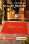 Red 40X60 cm Welcome Written Door Mat Curly Textured Gold Written Decorative Home Mat - 2