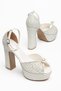 Women's Platform Heeled Stone Evening Dress Shoes with Bocuk Accessories