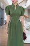 Green Hakim Collar Waist-Slit Dress - 5