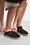 Mary Bitter Brown Genuine Suede Leather Flat Sole Women's Short Boots with Fur Inside - 3