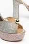 Gold Women's Platform Heeled Stone Evening Dress Shoes with Bocuk Accessories - 2