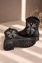 Girl's Black Leather Boots with Sim Detail, Black Winter Comfortable Boots, Daily Stylish Zippered Cowboy Boots - 5