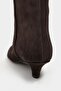 Mirel Bitter Brown Genuine Suede Leather Pointed Toe Kitten Heel Women's Boots - 8