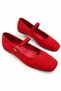 Women's Red Suede Hidden Heeled Ballerina Shoes with Buckle Strap Casual Shoes 3 cm Norella - 3