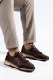 Genuine Leather Men's Casual Shoes Brown Nubuck Printed Leather - 4