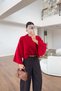 Half Fisherman Bat Sleeve Oversize Red Knit Sweater - 2