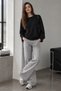 Women's 100% Cotton Crew Neck Oversize Fit Long Sleeve Black T-Shirt - 2