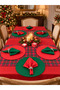 27 Piece Christmas Tableware Set – Red Tablecloth, 2 Plaid Runners, 12 Doilies and 12 Napkins