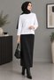 Basıl Women's 100% Cotton Crew Neck Oversize Fit Long Sleeve White T-shirt - 2