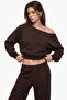 Long Sleeve Three Thread Asymmetric Boat Neck Sweatshirt - 2