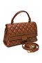 Coffee Quilted Medium Size Women's Hand and Shoulder Bag - 2