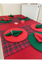 27 Piece Christmas Tableware Set – Red Tablecloth, 2 Plaid Runners, 12 Doilies and 12 Napkins - 2