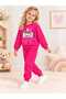 Girl's Cute Teddy Bear Printed 2-Piece Pajama Set