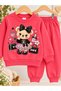 Girl's Cute Teddy Bear Printed 2-Piece Pajama Set - 3