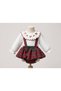 Baby Girl Plaid 2-Piece Romper Set with Embroidered Bear Detail on the Collar - 2