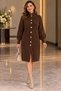 Women's Long Cardigan High Collar Buttoned Fuzzy Soft Textured 80% Beard 20% Acrylic Standard Size