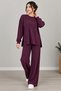 Patterned Interlock Fabric Women's Two-Piece Set – Comfortable Fit with Six Pockets and Slits, Casual Set - 2