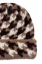 Women's Fuzzy Houndstooth Patterned Winter Knitwear Beanie - Soft Plush Textured Curled Edge Knitted Hat