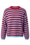 Circular Necklace Striped Knitted Blouse - Red