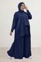 67083 Plus Size Modal Trousers Suit with Bird's Eye Hem and Piping Detail - Navy Blue - 5